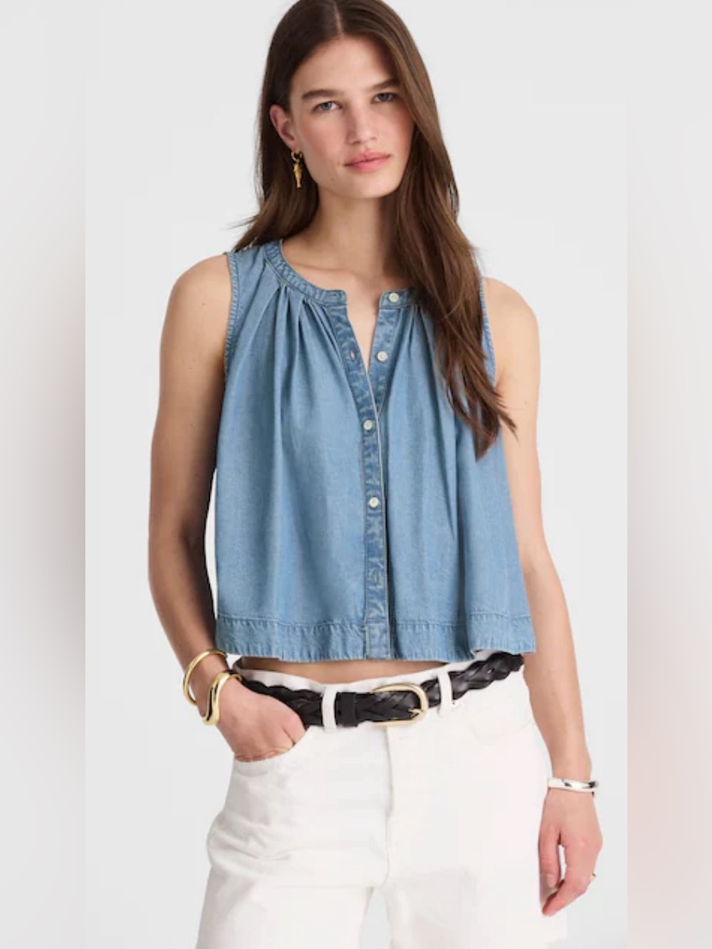 Madewell Button-Front Tank in Ashbury Wash: Airy Denim Edition size L